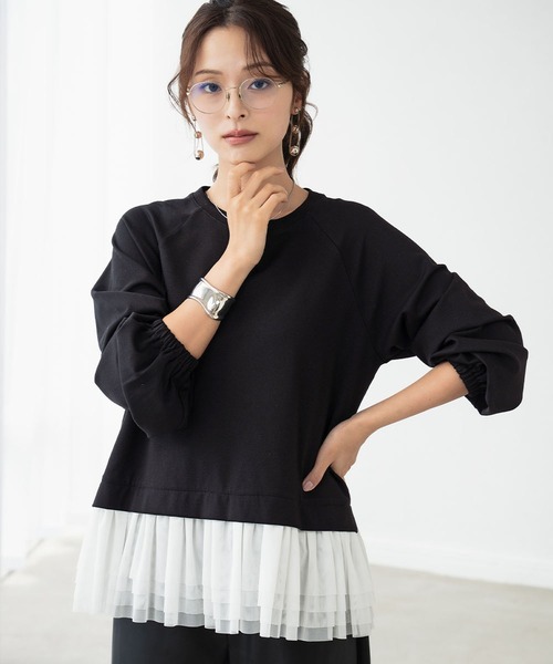 ELFRANK tシャツ チュールドッキングレイヤード風プルオーバー