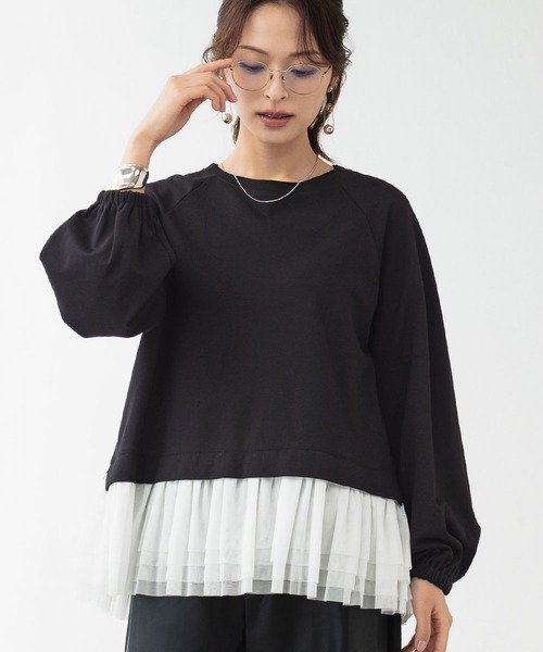 ELFRANK tシャツ チュールドッキングレイヤード風プルオーバー