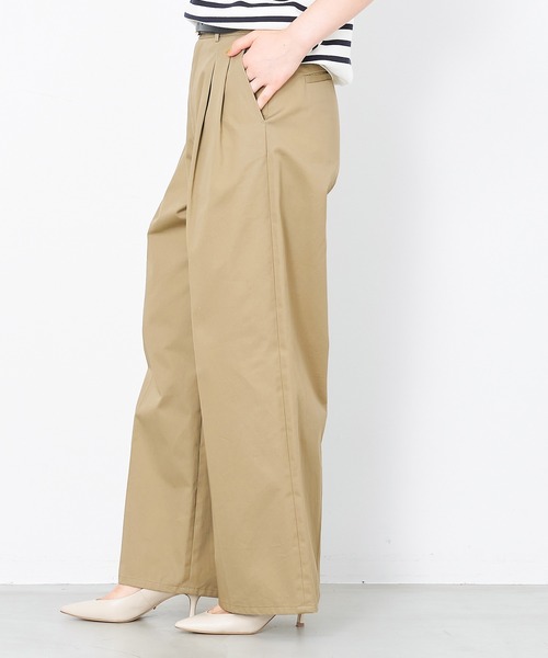 最終お値下げ ミナペルホネン ベージュワイドパンツ チノパン