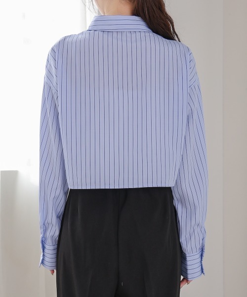BAB（バブ） ブラウス シャツ ストライプシャーリング リボンブラウス