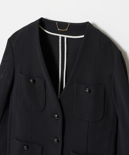 allureville ジャケット ノーカラージャケット レノクロスノー
