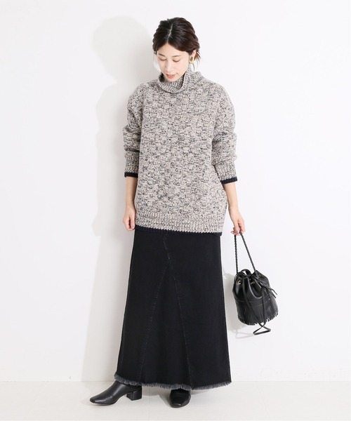 VERMEIL par iena」 デニムロングスカート 38 ブラック レディース