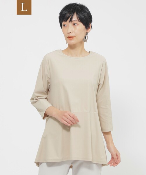 tシャツ 「L」「接触冷感」「UV対策」「ウォッシャブル」ハイゲージメリルチュニックカットソー レディース