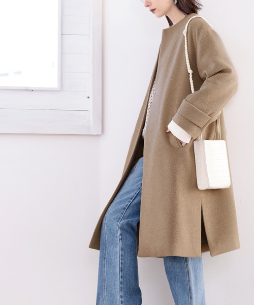 classicalelf（クラシカルエルフ） ノーカラーコート MEDIUM ベージュ