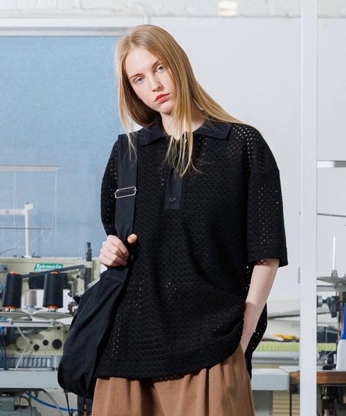 VOAAOV（ヴォアーブ） ポロシャツ RASCHEL MESH Polo Shirt メンズ