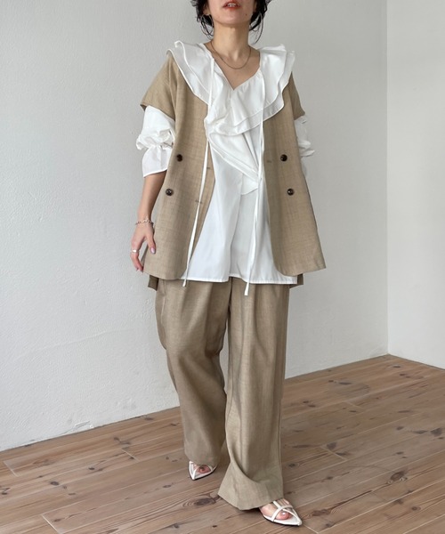 wee9s オールインワン　ベージュ　long wee9s オールインワン high neck half zip up sweat all in one