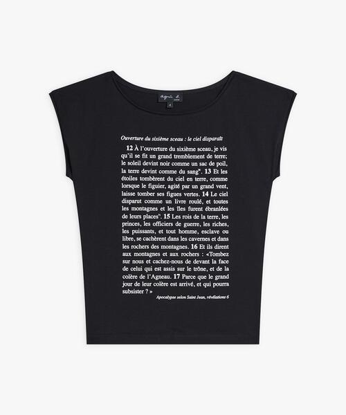 tシャツ オーガニックコットン プリント ノースリーブ Tシャツ ”Apocalypse selon St Jean” レディース