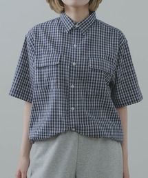 flaner ブラウス シャツ Seersucker check shirt / シアサッカー