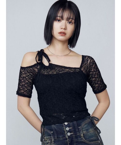 tシャツ レーススキンフィットトップ レディース