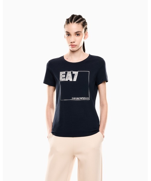 tシャツ 「エンポリオ アルマーニ EA7」Logo Series クルーネックTシャツ ストレッチコットン レディース EA7 tシャツ 「エンポリオ アルマーニ EA7」Logo Series クルー