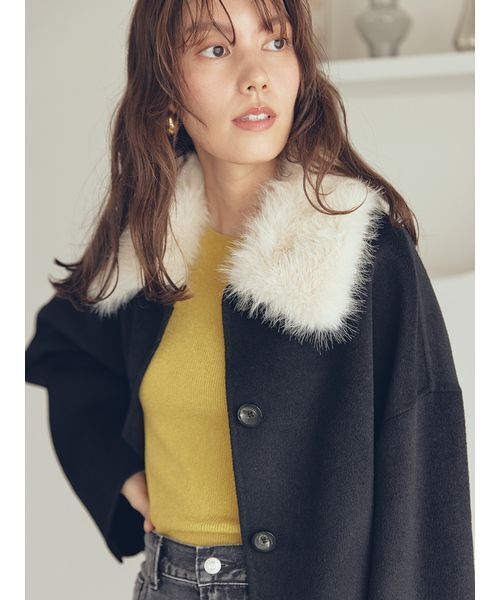 Mila owen ミラオーウェン ショート丈リバーダブルコート　美品 Mila Owen（ミラオーウェン）の「ショート丈リバーダブルコート