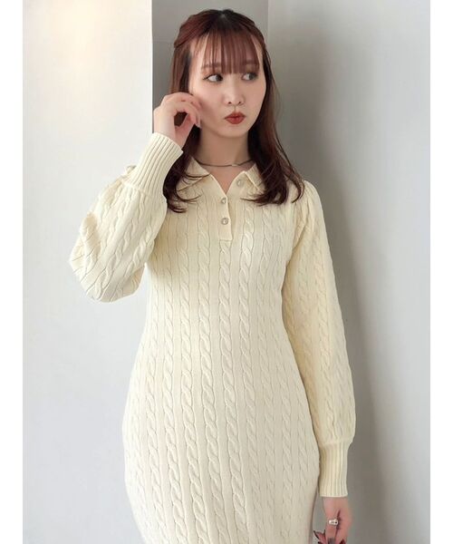 dazzlin ワンピース 「POLO BCS コラボ」ケーブルポロニット