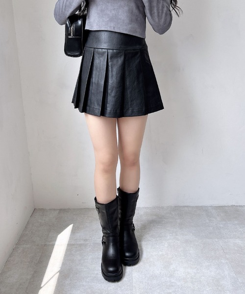 INGNI（イング） スカート フェイクレザープリーツスカパン : ZOZOTOWN