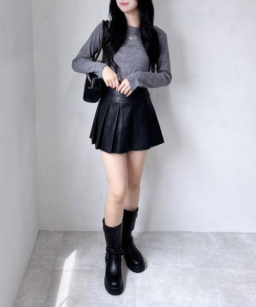 INGNI（イング） スカート フェイクレザープリーツスカパン : ZOZOTOWN