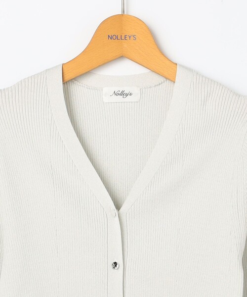 NOLLEY'S（ノーリーズ） カーディガン 「手洗い可能」リブ斜め柄V