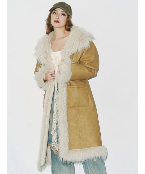 EVRIS（エヴリス） ムートンコート ボアコート フェイクファームートン