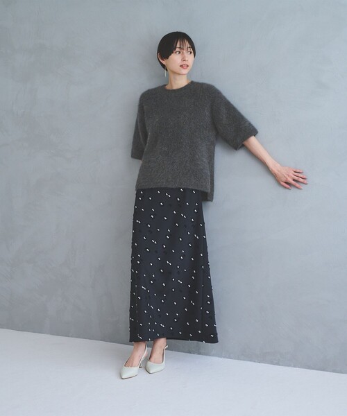 美品✨《ユナイテッドアローズ》フォックスカシミヤハーフスリーブニット　グレー UNITED ARROWS（ユナイテッドアローズ）の「フォックスカシミヤ ハーフ