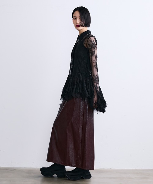 MONOe スカート フェイクレザーメタルロングスカート : ZOZOTOWN Yahoo