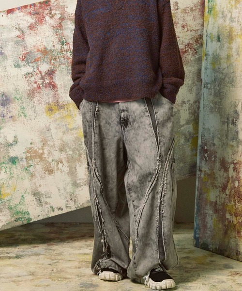 デニム切り替えエイリアンワイドパンツ メゾンスペシャル ライトグレー サイズ1 UNISEX》Denim Switching Alien Wide Pants/デニム切り替えエイリアン