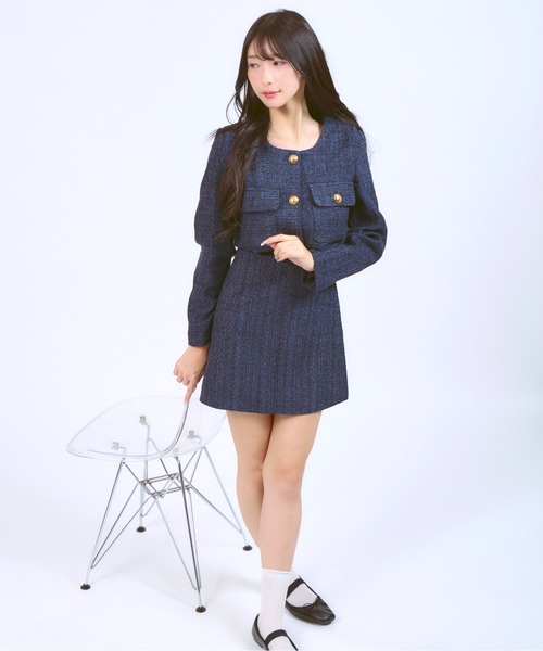 ルーニィ LOUNIE ハーフジップカットソー タイトスカート セットアップ