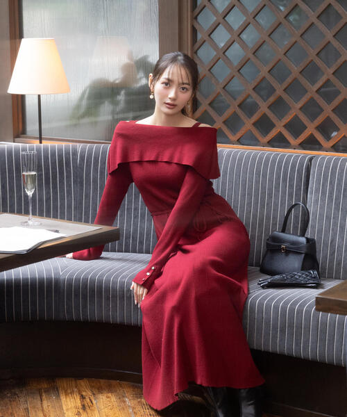 最終値下げミューズバイリモ　赤オフショルニットワンピース　新品未使用 PROPORTION BODY DRESSING（プロポーションボディドレッシング
