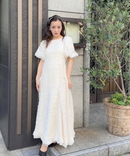 「Rosy luce」 半袖ワンピース S グレー レディース_画像2