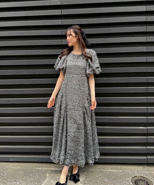 「Rosy luce」 半袖ワンピース S グレー レディース_画像5