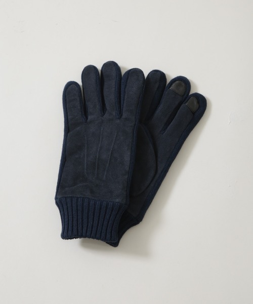 A BATHING APE メンズグローブネイビー A BATHING APE（アベイシングエイプ） 手袋 WILD LEOPARD PATTERN