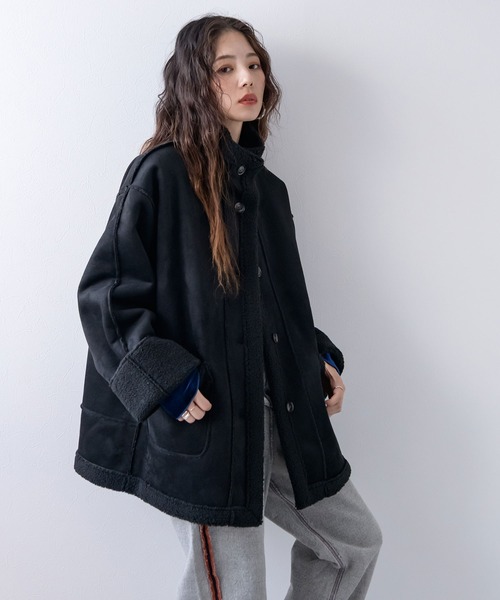 bohmal（ボマール） コート アウター フェイクムートンスタンド