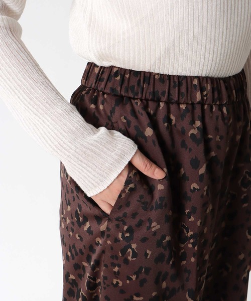 Jines（ジネス） ワイドパンツ パンツ レオパード柄ストレッチサテン