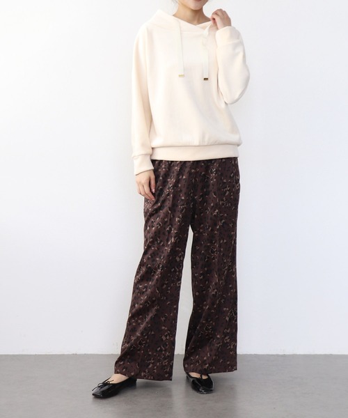 Jines（ジネス） ワイドパンツ パンツ レオパード柄ストレッチサテン