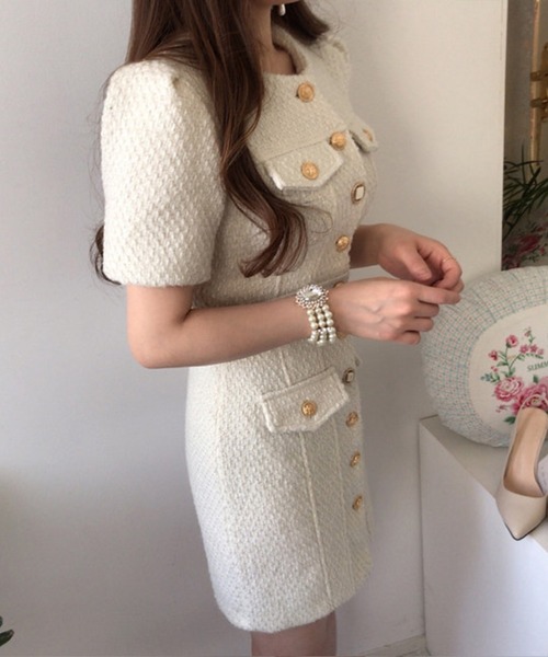 「IRADOWL」 半袖ワンピース SMALL ホワイト レディース_画像4