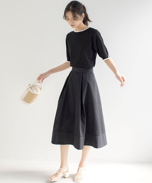 「組曲」 半袖ニット 2 ブラック レディース_画像7