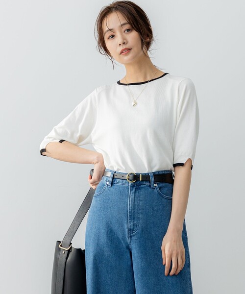 「組曲」 半袖ニット 2 ブラック レディース_画像9