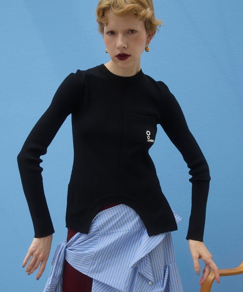 ommo サークルニット　ブラック OMMO（オーエムエムオー） ニット セーター CRCLE CUT CREW NECK KT