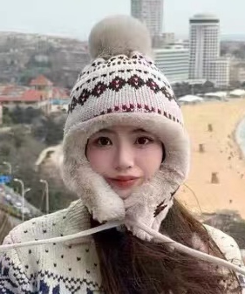 CELENA BEATS ニット帽 ニットキャップ もこもこ冬ガール耳当てファー