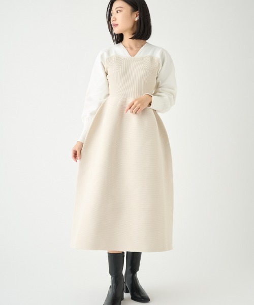 「CELFORD」 ニットワンピース 38 ネイビー レディースの画像