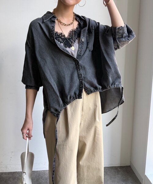 ブラウス シャツ リヨセルデニムシャツ レディースの画像