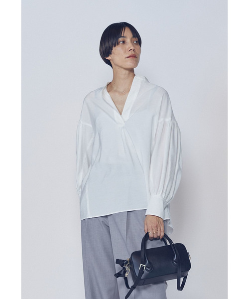 さらに値下げ FEMMENTシャーリングシルクナイロンマンダリンカラー