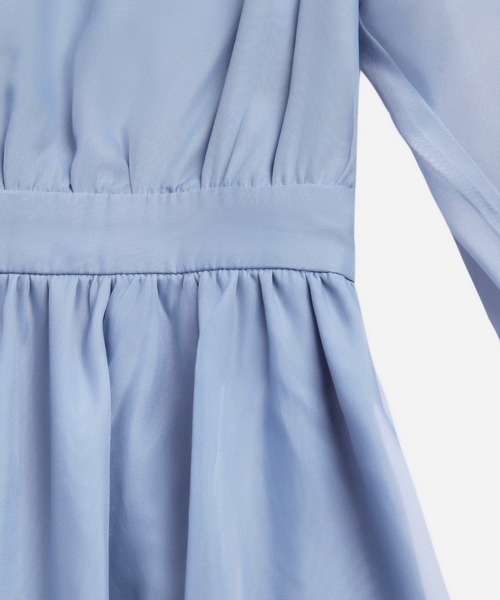 「DRESS PLUS」 7分袖ワンピース M ブルーグレー レディース_画像5