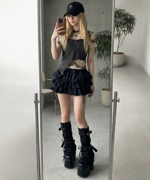 Diable baiser（ディアブルベーゼ） tシャツ Y2K グランジ フリンジ 