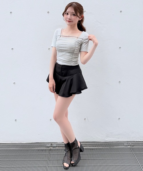 NOMAE（ノーマエ） tシャツ 半袖 ダブルギャザートップス レディース