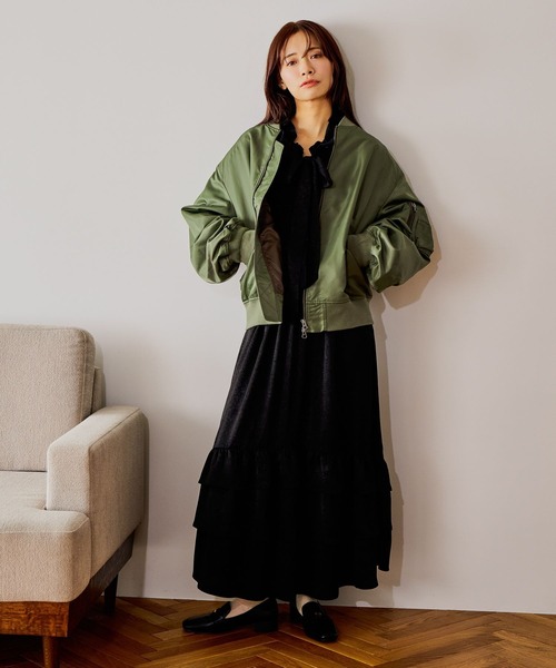 「mysty woman」 長袖ワンピース FREE ブラック レディース_画像7