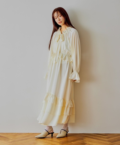 「mysty woman」 長袖ワンピース FREE ブラック レディース_画像9
