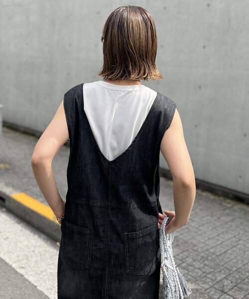 「un dix cors」 サロペットスカート L ブラック レディース_画像4