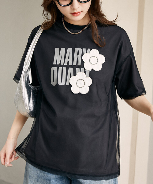 「MARY QUANT」 半袖カットソー「PUBLUXコラボ」 フリ- チャコールグレー レディース_画像4