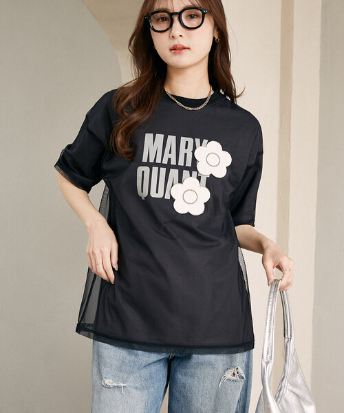 「MARY QUANT」 半袖カットソー「PUBLUXコラボ」 フリ- チャコールグレー レディース_画像6