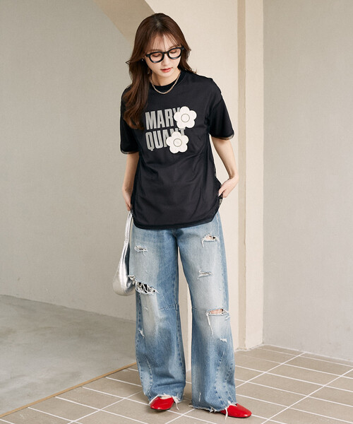 「MARY QUANT」 半袖カットソー「PUBLUXコラボ」 フリ- チャコールグレー レディース_画像7