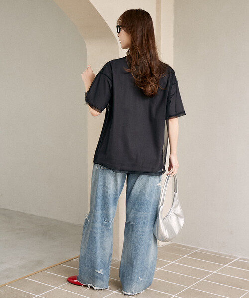 「MARY QUANT」 半袖カットソー「PUBLUXコラボ」 フリ- チャコールグレー レディース_画像8