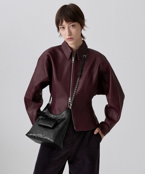 キルティングホーボバック 2wayチェーン付き黒 CHARLES ＆ KEITH（チャールズ&キース） ショルダーバッグ バッグ Duo